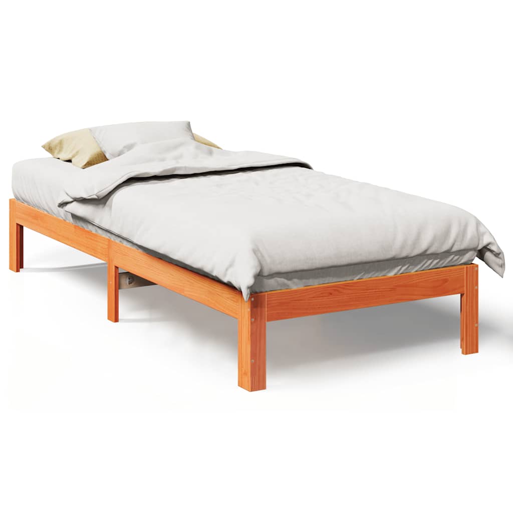 Bed Frame without Mattress Wax Brown 80x200 cm Solid Wood Pine