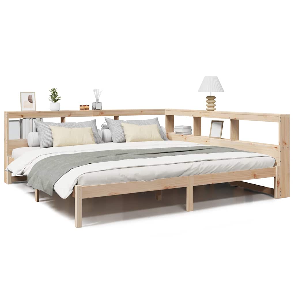 Bookcase Bed without Mattress 200x200 cm Solid Wood Pine
