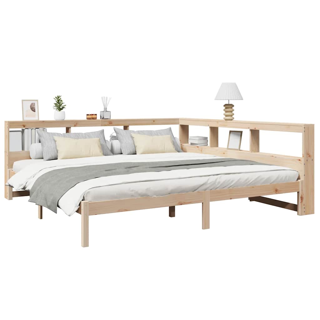 Bookcase Bed without Mattress 200x200 cm Solid Wood Pine