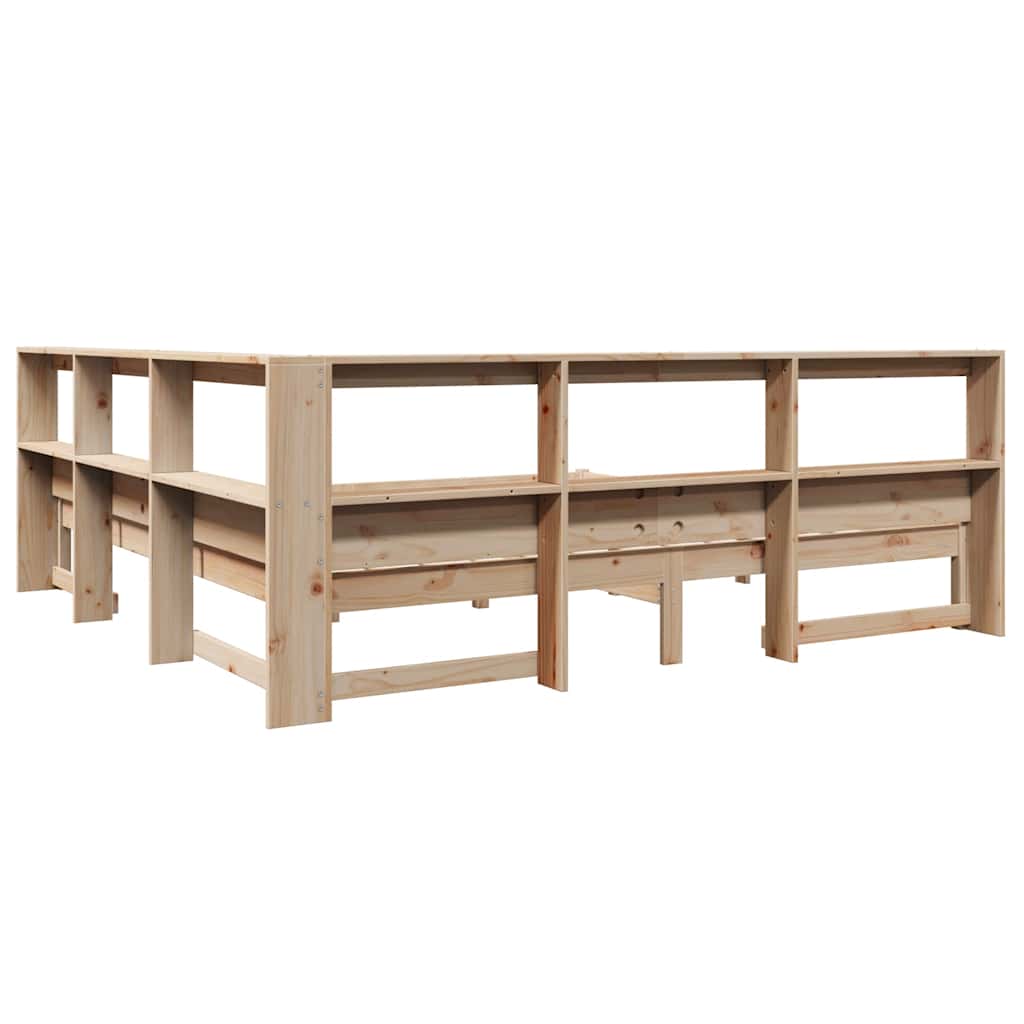 Bookcase Bed without Mattress 200x200 cm Solid Wood Pine