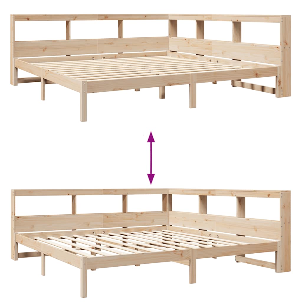 Bookcase Bed without Mattress 200x200 cm Solid Wood Pine