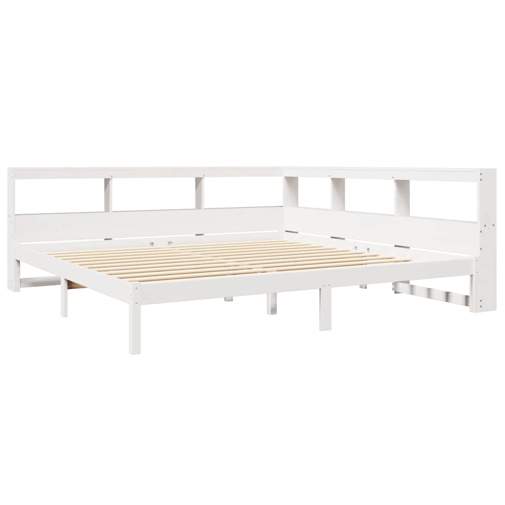 Bookcase Bed without Mattress White 200x200 cm Solid Wood Pine