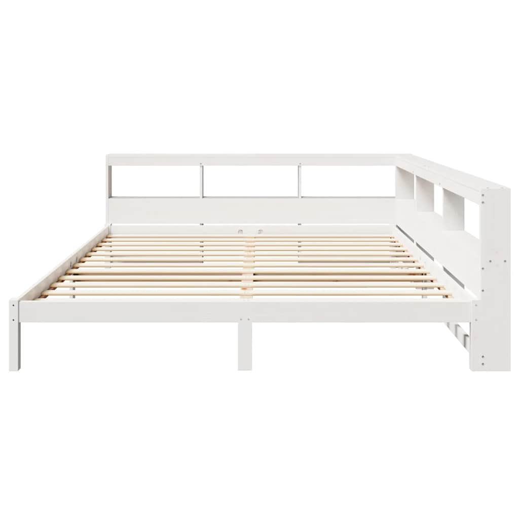 Bookcase Bed without Mattress White 200x200 cm Solid Wood Pine