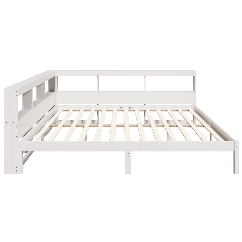 Bookcase Bed without Mattress White 200x200 cm Solid Wood Pine