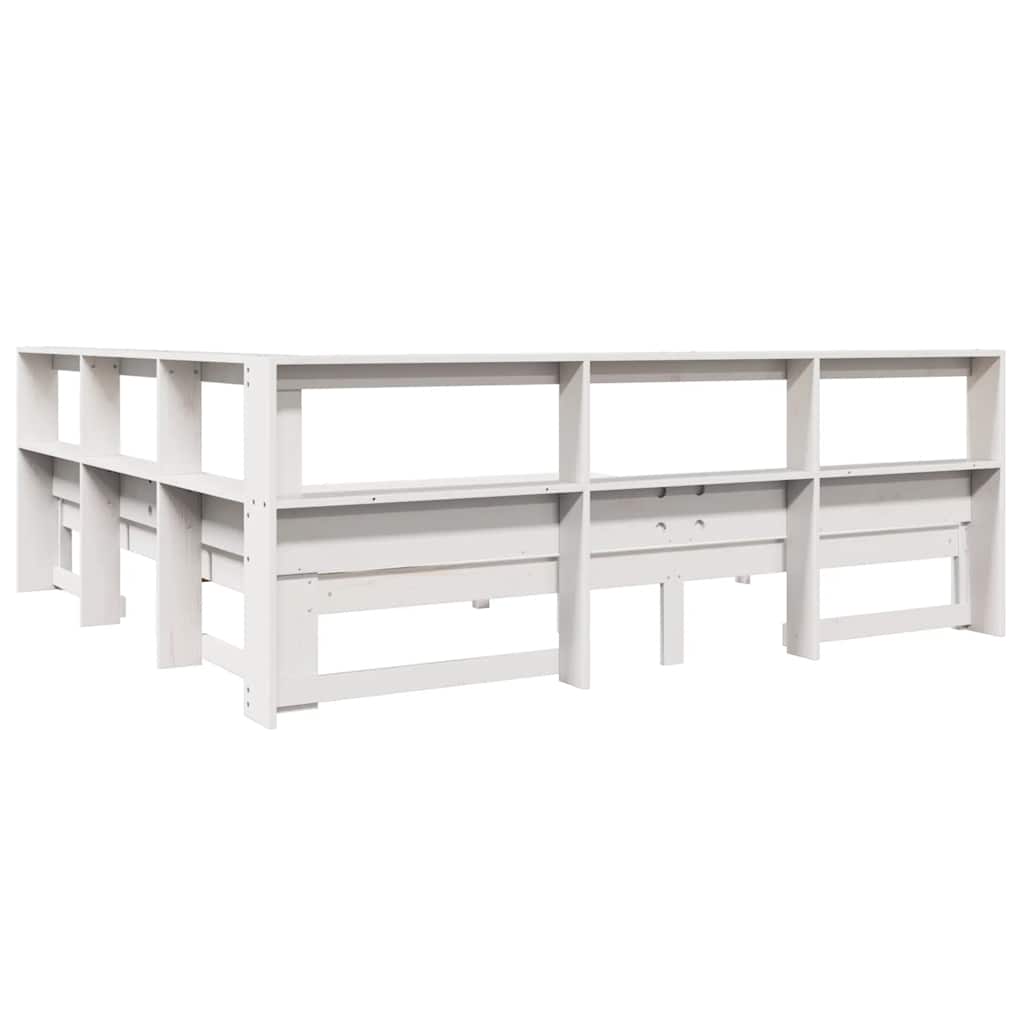 Bookcase Bed without Mattress White 200x200 cm Solid Wood Pine