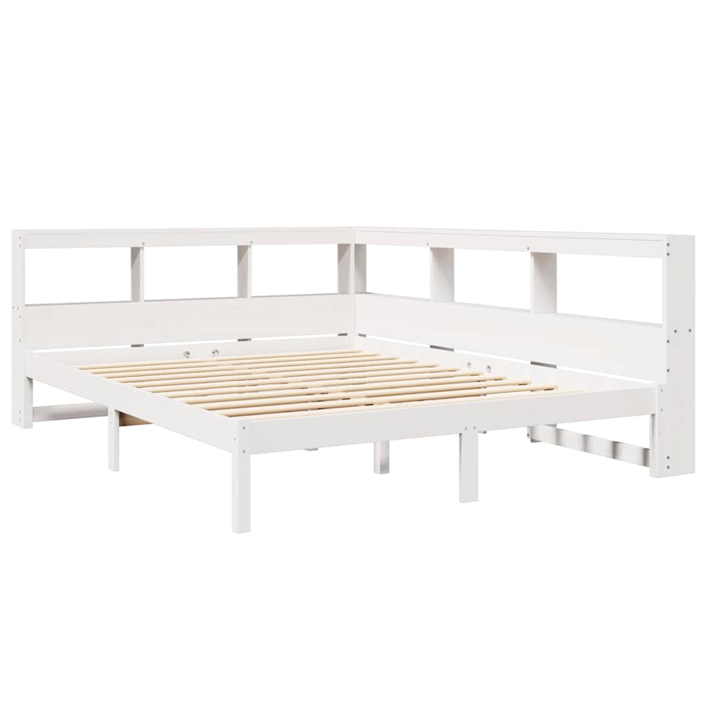 Bookcase Bed without Mattress White 160x200 cm Solid Wood Pine