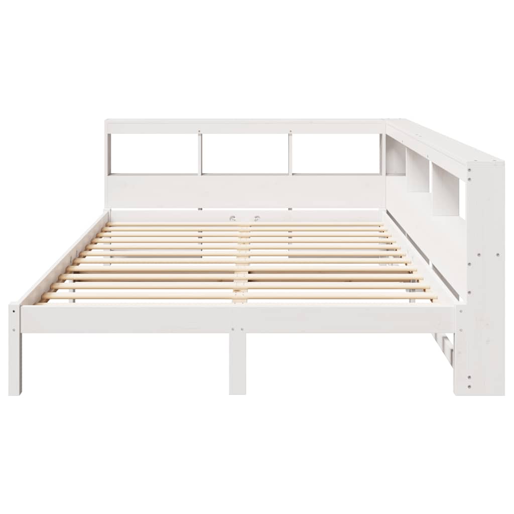 Bookcase Bed without Mattress White 160x200 cm Solid Wood Pine