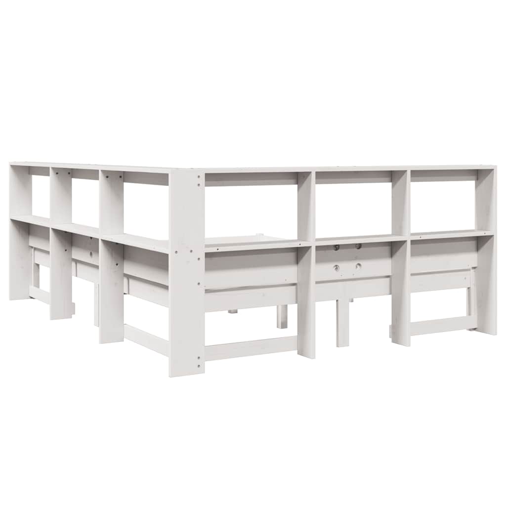 Bookcase Bed without Mattress White 160x200 cm Solid Wood Pine