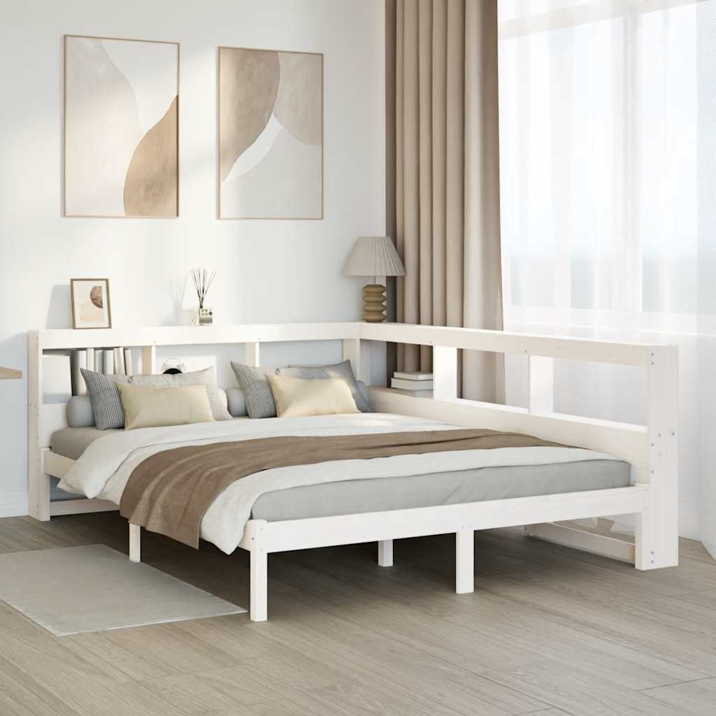 Bookcase Bed without Mattress White 160x200 cm Solid Wood Pine