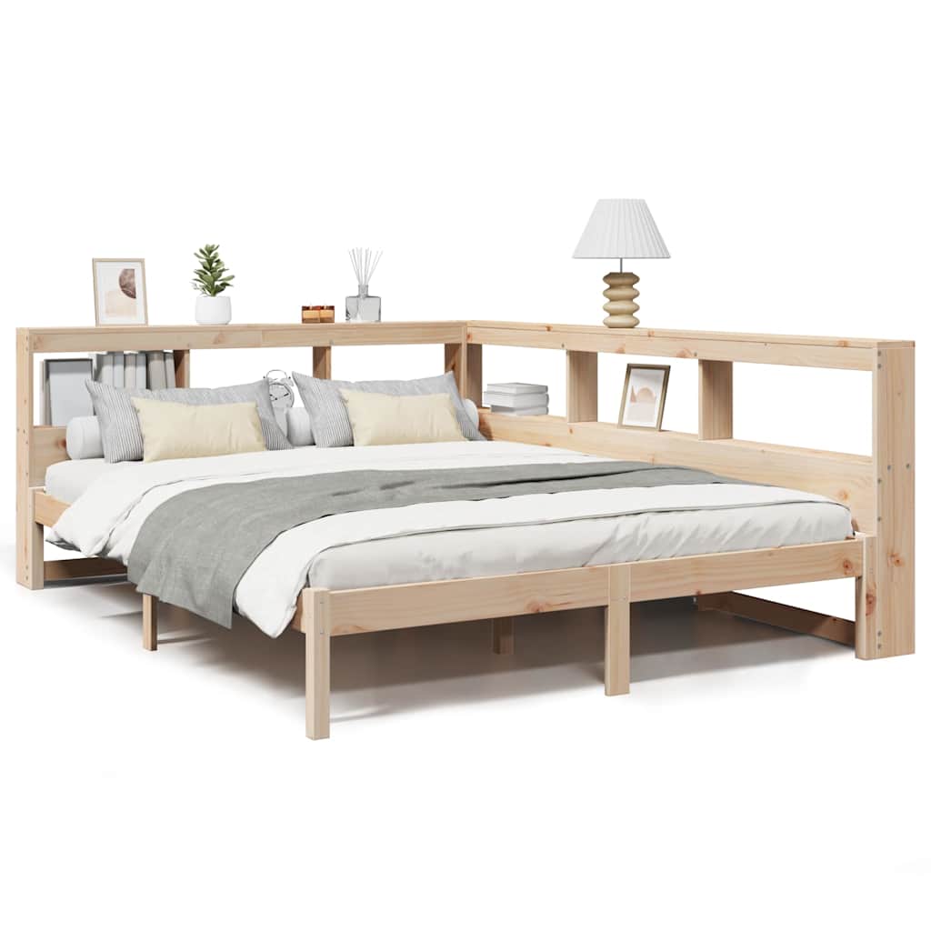 Bookcase Bed without Mattress 150x200 cm Solid Wood Pine