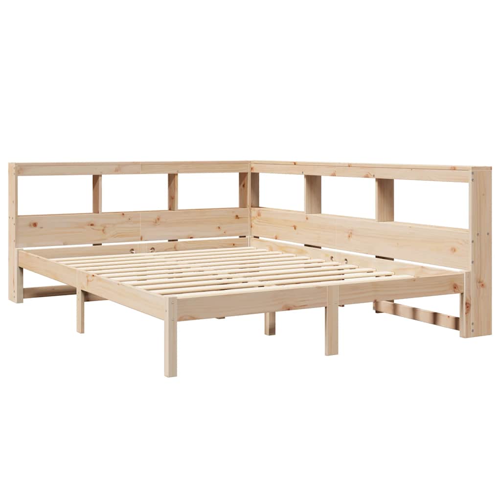 Bookcase Bed without Mattress 150x200 cm Solid Wood Pine