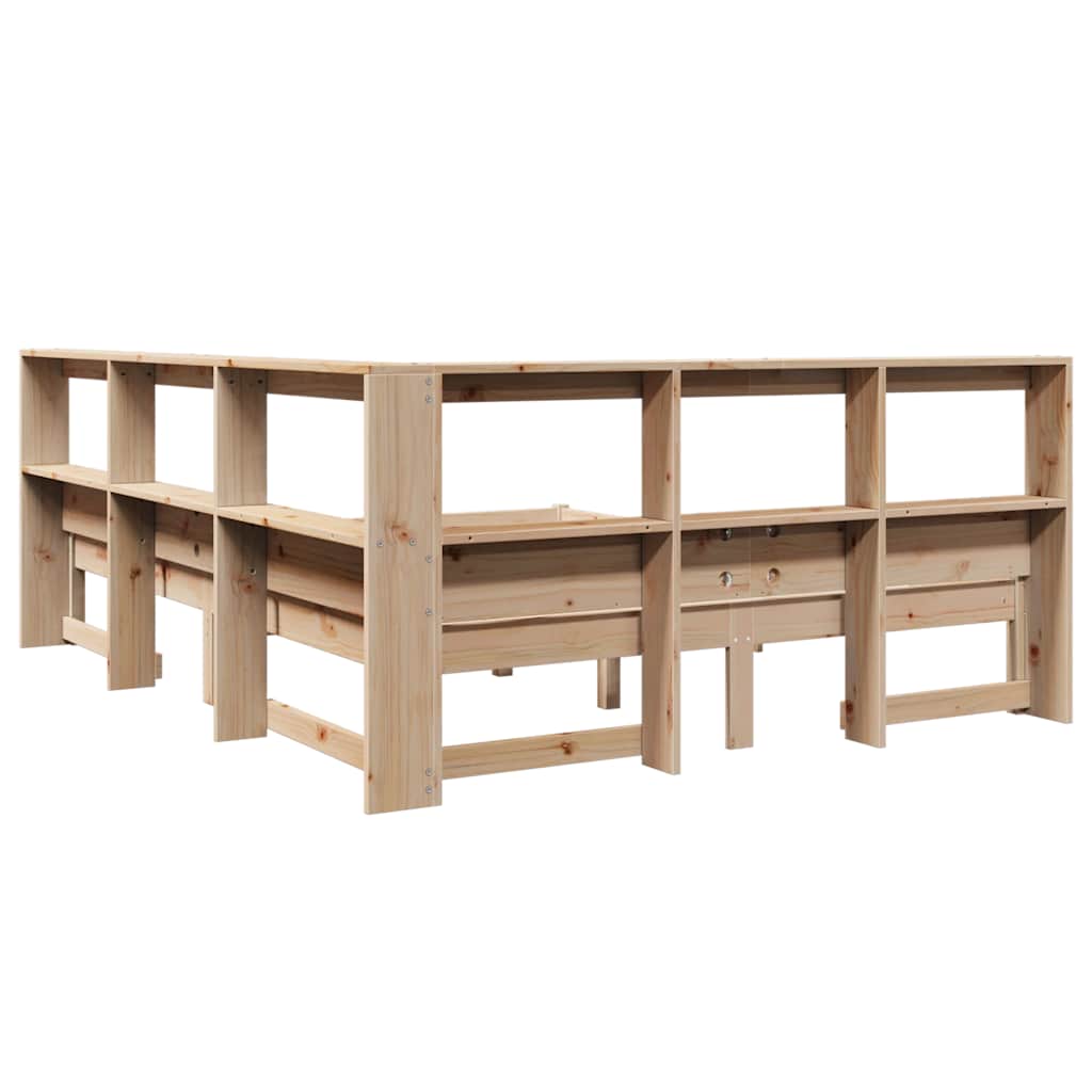 Bookcase Bed without Mattress 150x200 cm Solid Wood Pine