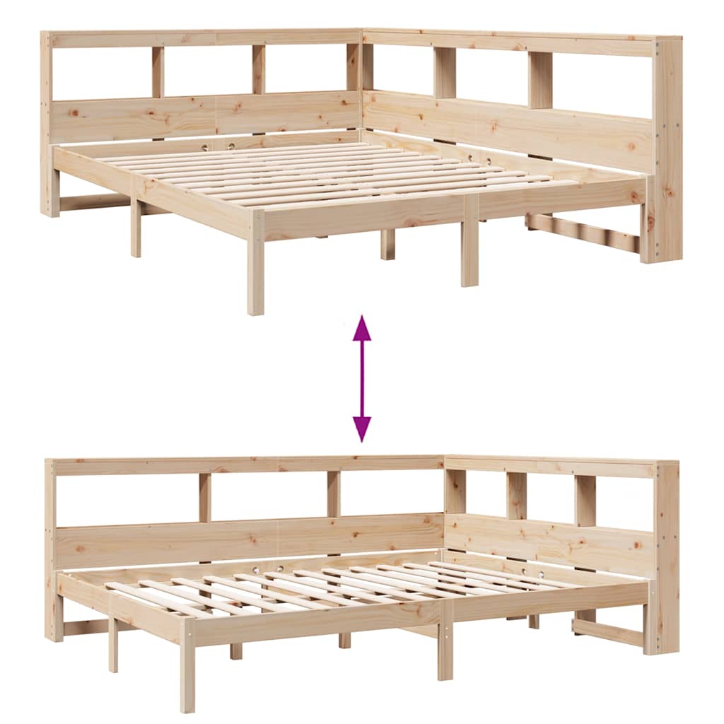 Bookcase Bed without Mattress 150x200 cm Solid Wood Pine
