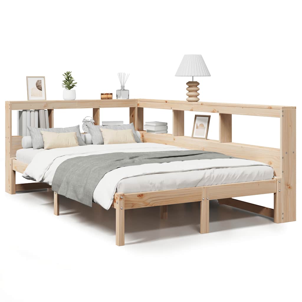 Bookcase Bed without Mattress White 120x200 cm Solid Wood Pine