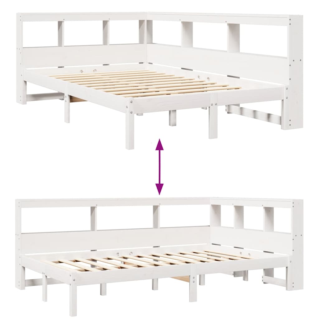 Bookcase Bed without Mattress White 120x200 cm Solid Wood Pine