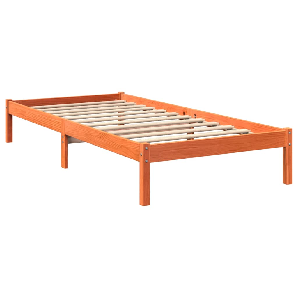 Bookcase Bed without Mattress Wax Brown 100x200 cm Solid Wood Pine