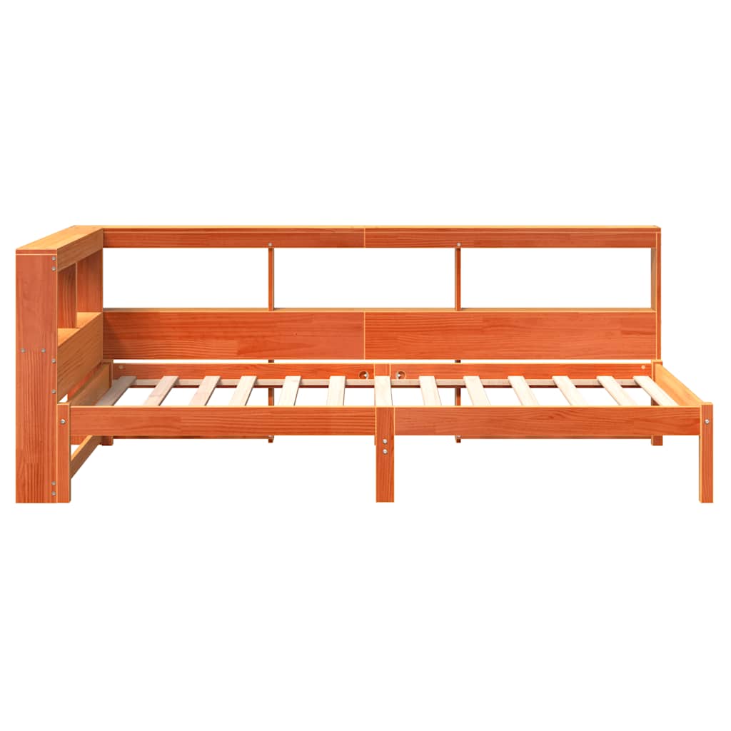 Bookcase Bed without Mattress Wax Brown 100x200 cm Solid Wood Pine