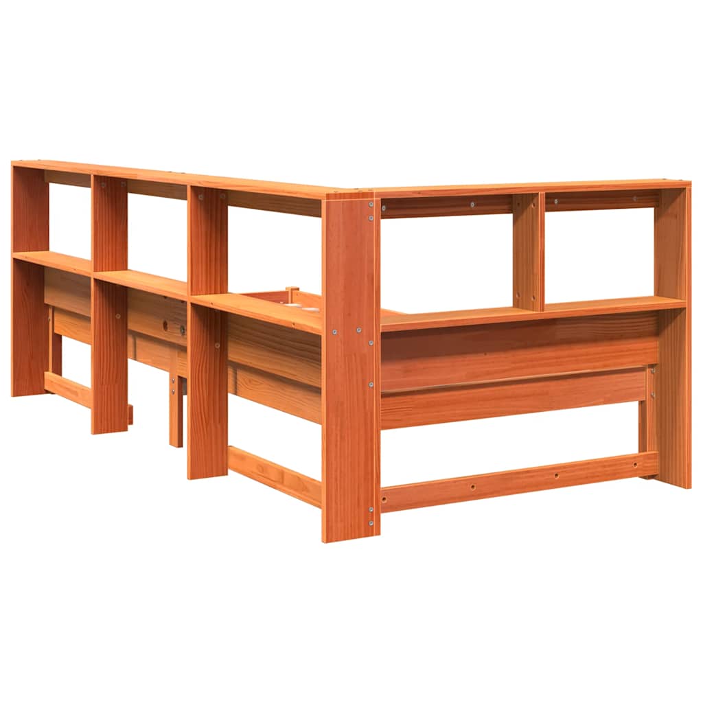 Bookcase Bed without Mattress Wax Brown 100x200 cm Solid Wood Pine