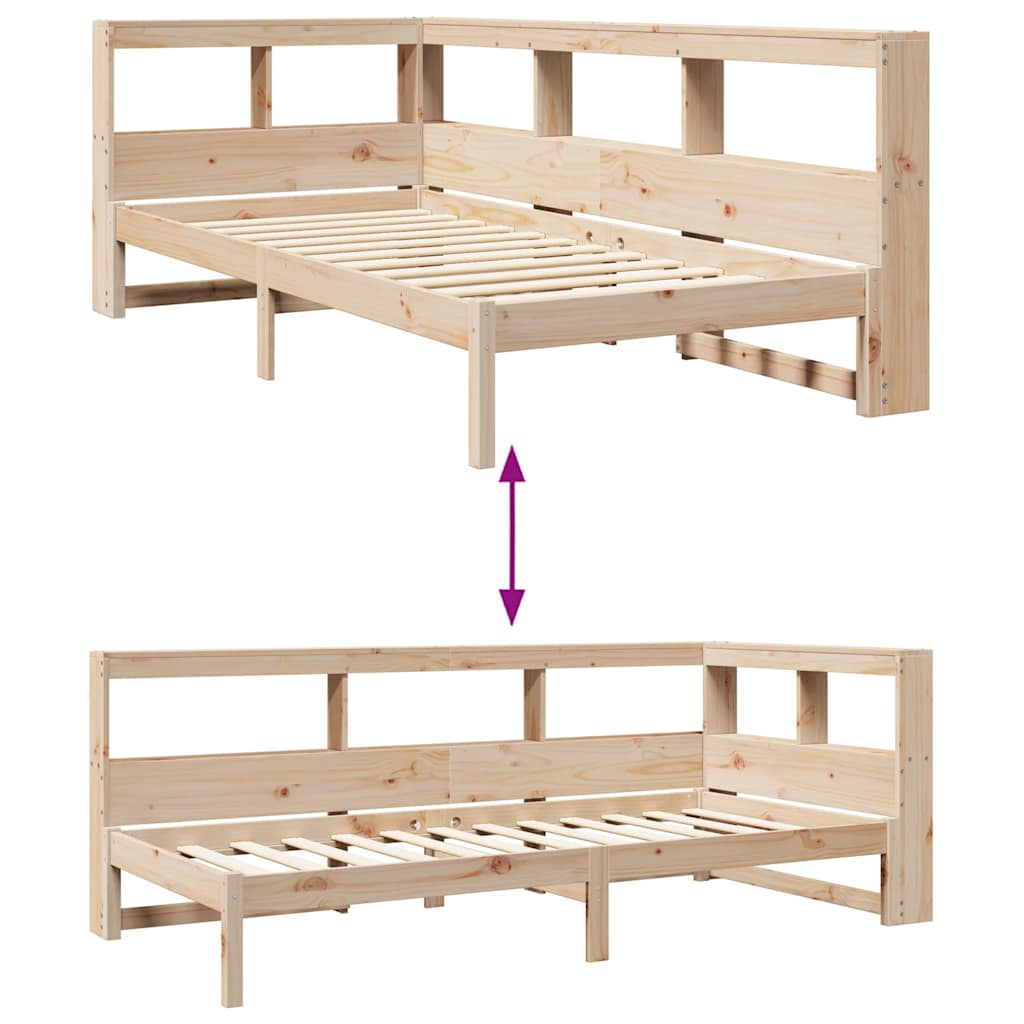 Bookcase Bed without Mattress 90x200 cm Solid Wood Pine