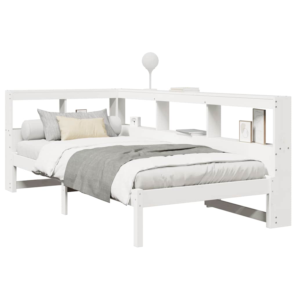 Bookcase Bed without Mattress White 90x200 cm Solid Wood Pine