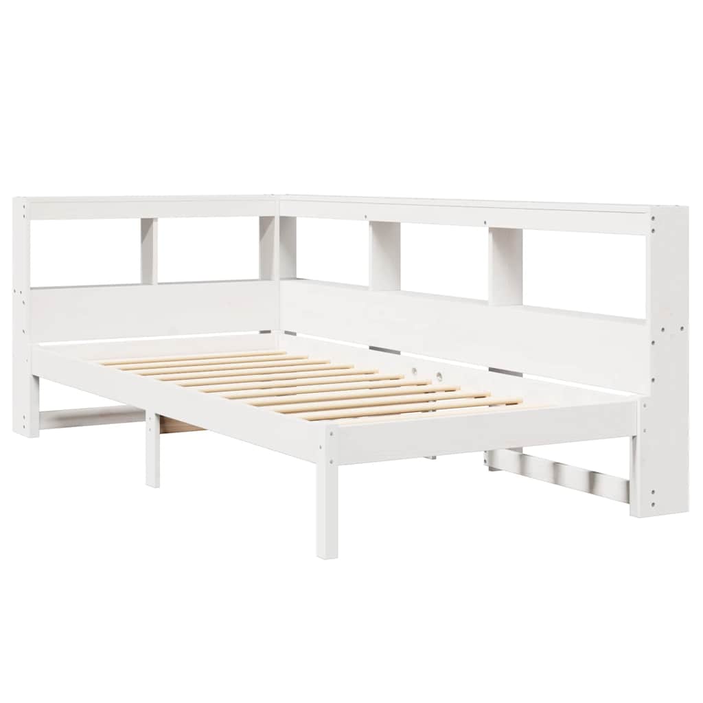 Bookcase Bed without Mattress White 90x200 cm Solid Wood Pine
