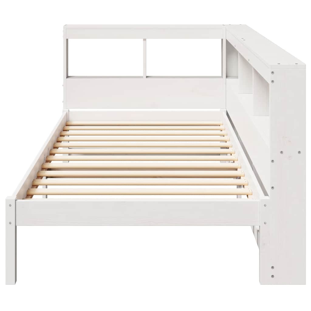 Bookcase Bed without Mattress White 90x200 cm Solid Wood Pine
