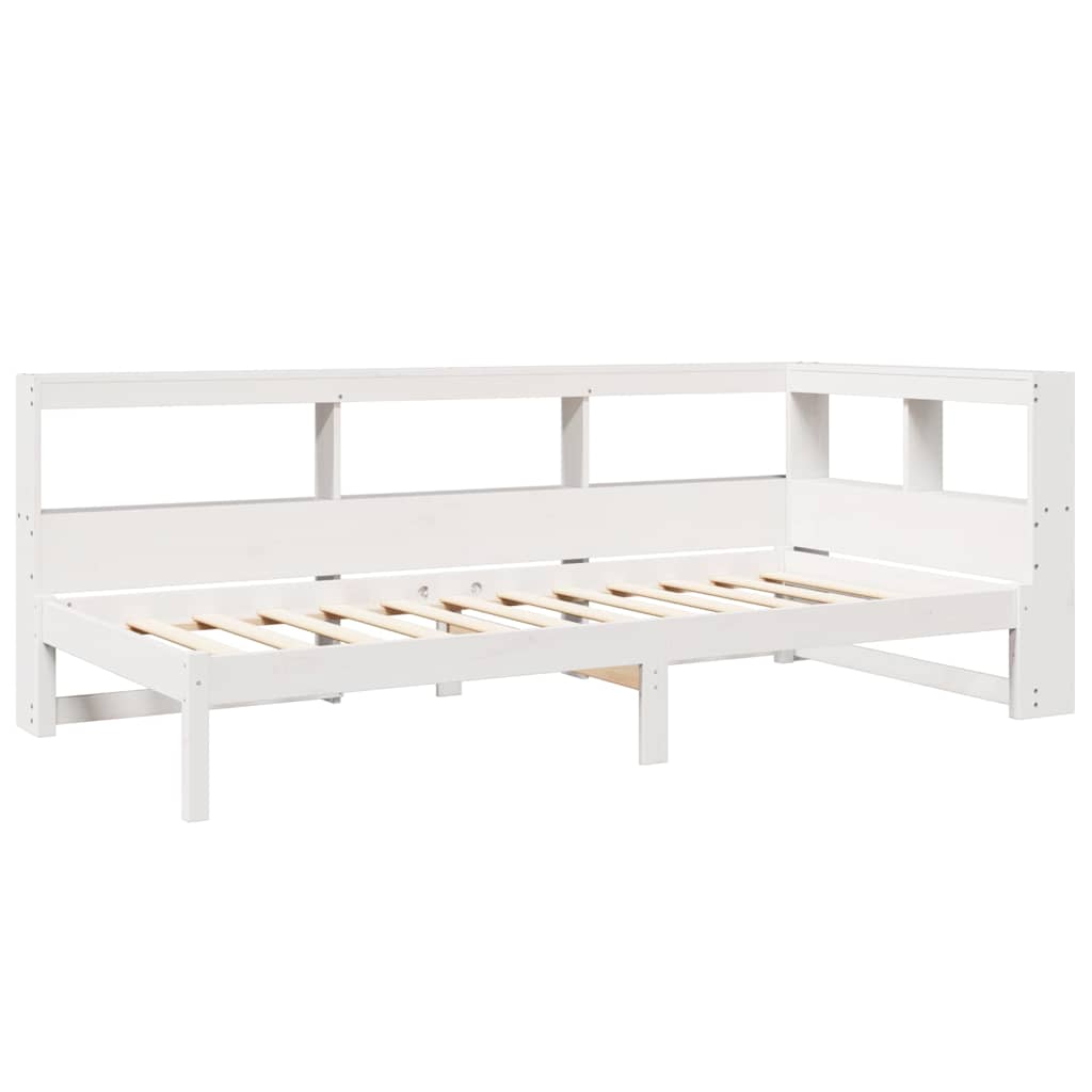 Bookcase Bed without Mattress White 90x200 cm Solid Wood Pine