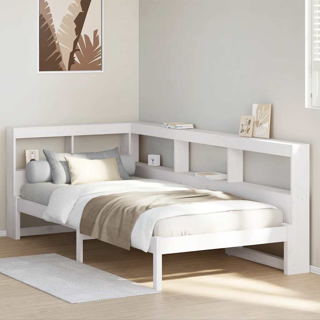 Bookcase Bed without Mattress White 90x200 cm Solid Wood Pine
