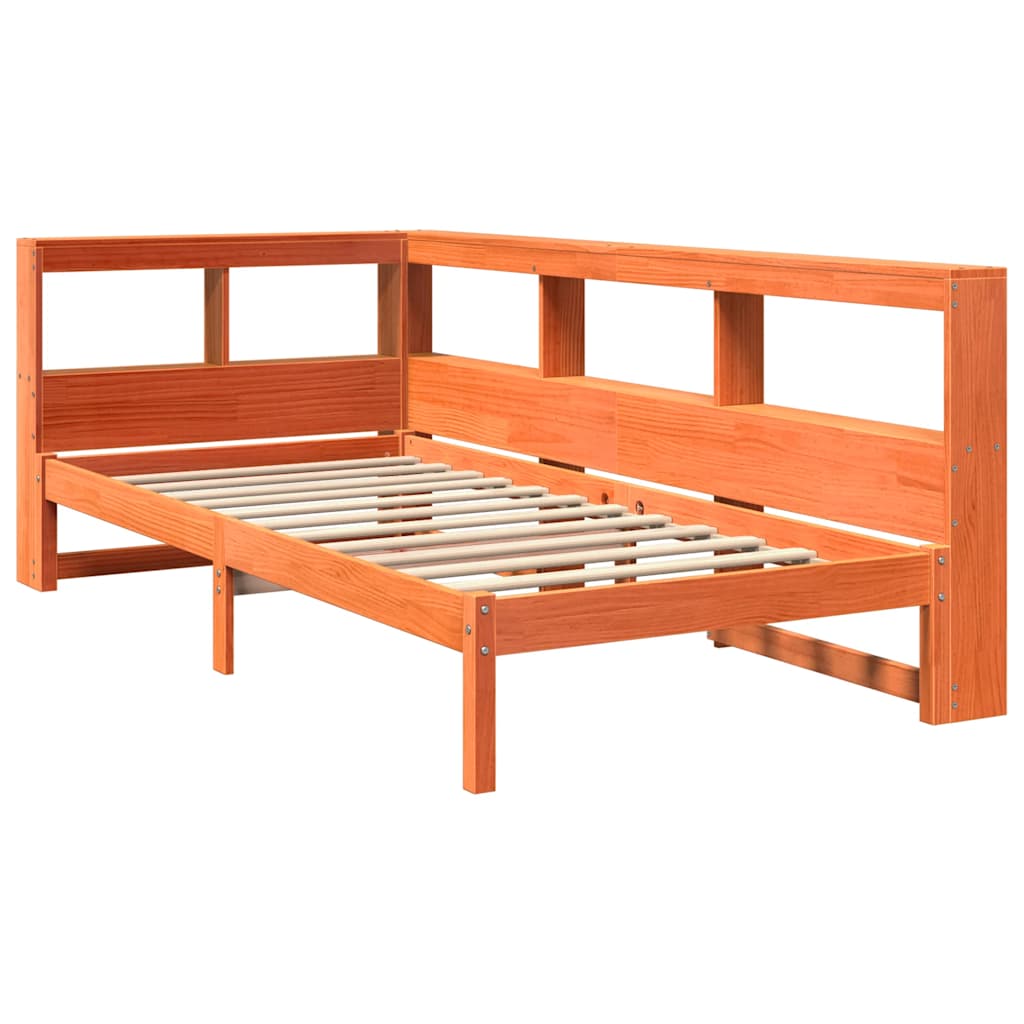 Bookcase Bed without Mattress Wax Brown 90x200 cm Solid Wood Pine