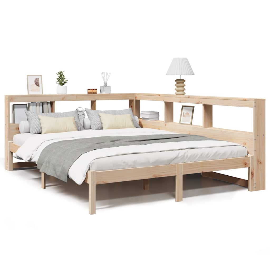 Bookcase Bed without Mattress 140x190 cm Solid Wood Pine
