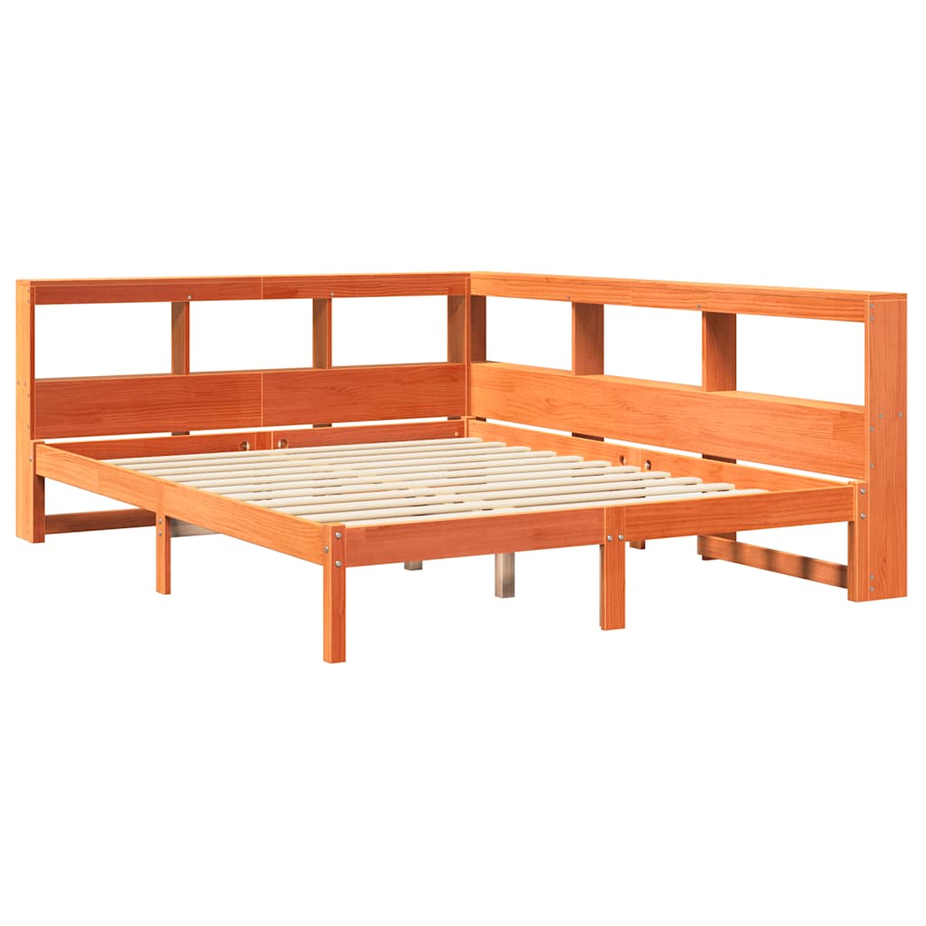 Bookcase Bed without Mattress Wax Brown 140x190 cm Solid Wood Pine