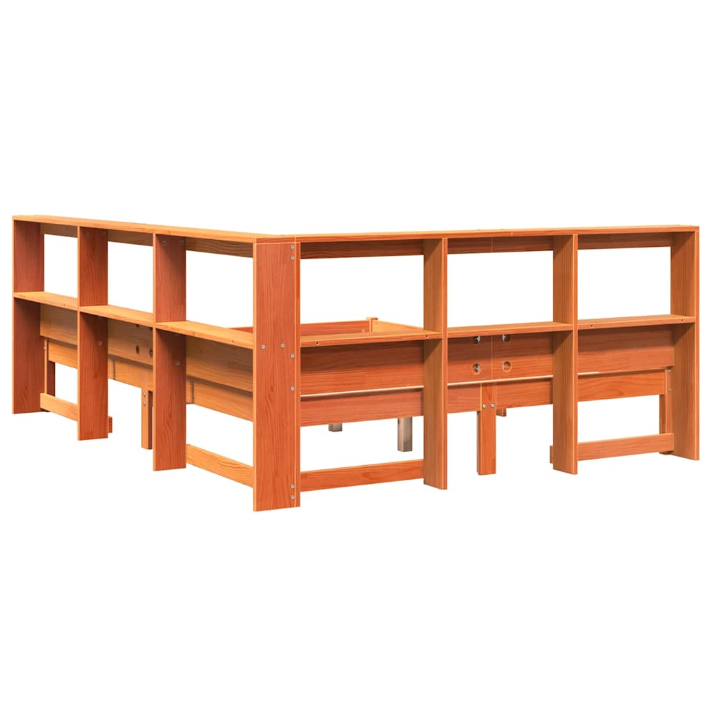 Bookcase Bed without Mattress Wax Brown 140x190 cm Solid Wood Pine
