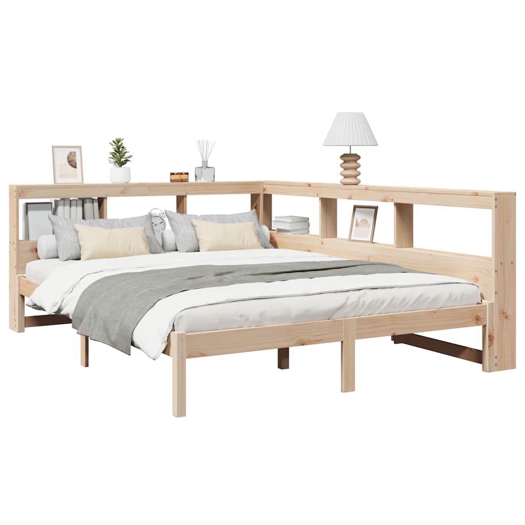 Bookcase Bed without Mattress 135x190 cm Solid Wood Pine
