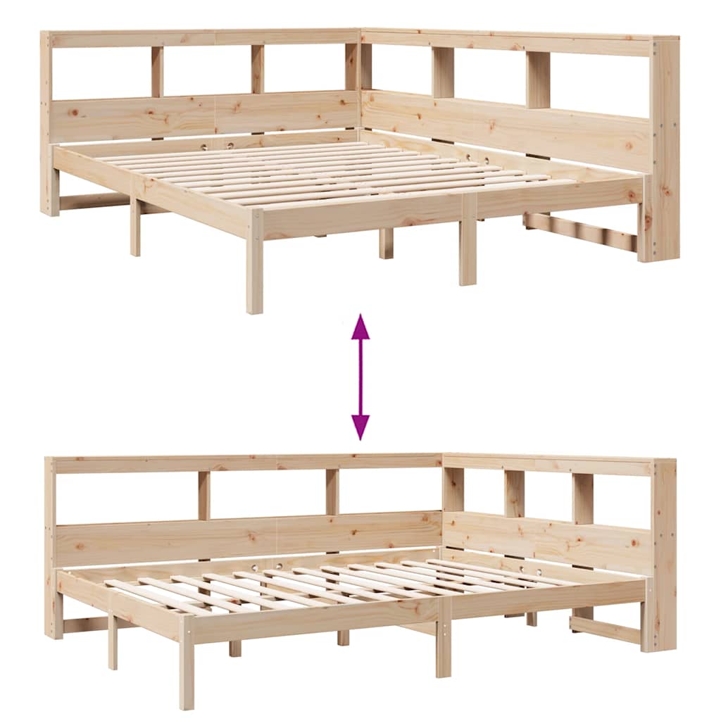 Bookcase Bed without Mattress 135x190 cm Solid Wood Pine