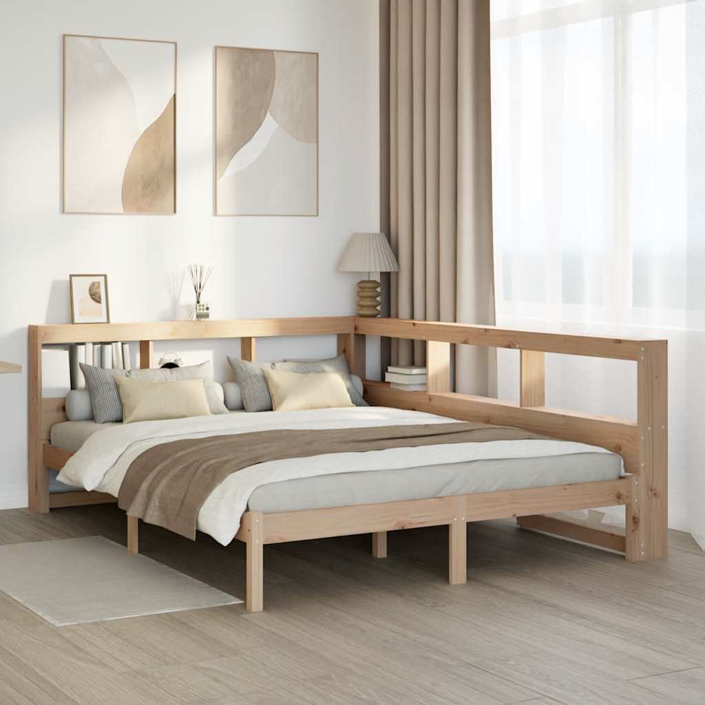 Bookcase Bed without Mattress 135x190 cm Solid Wood Pine