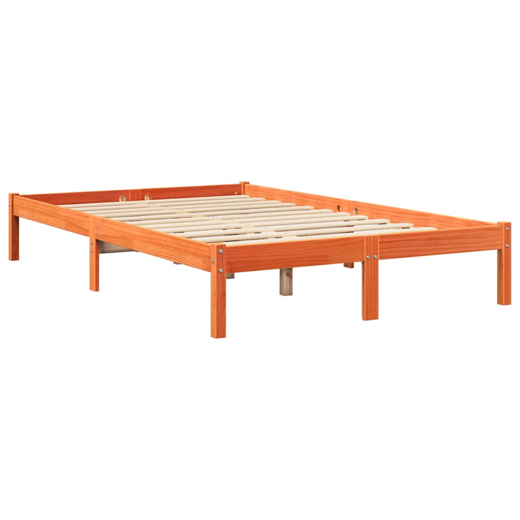 Bookcase Bed without Mattress Wax Brown 135x190 cm Solid Wood Pine