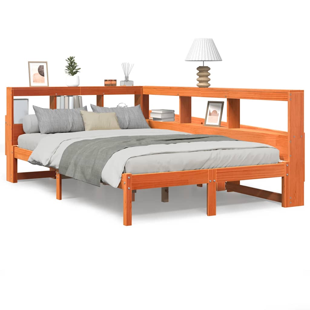 Bookcase Bed without Mattress Wax Brown 120x190 cm Solid Wood Pine