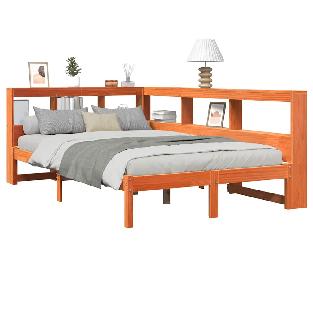 Bookcase Bed without Mattress Wax Brown 120x190 cm Solid Wood Pine