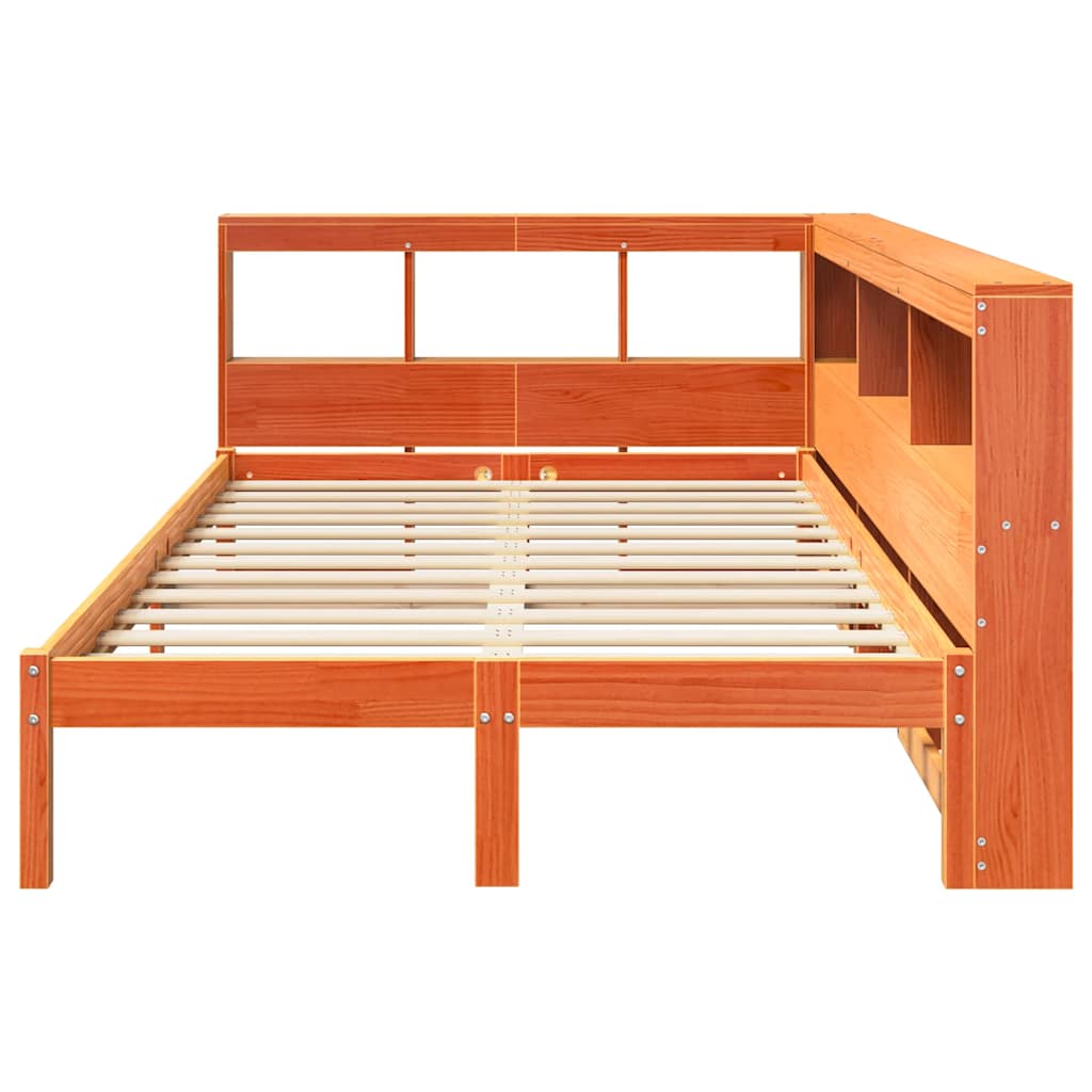 Bookcase Bed without Mattress Wax Brown 120x190 cm Solid Wood Pine