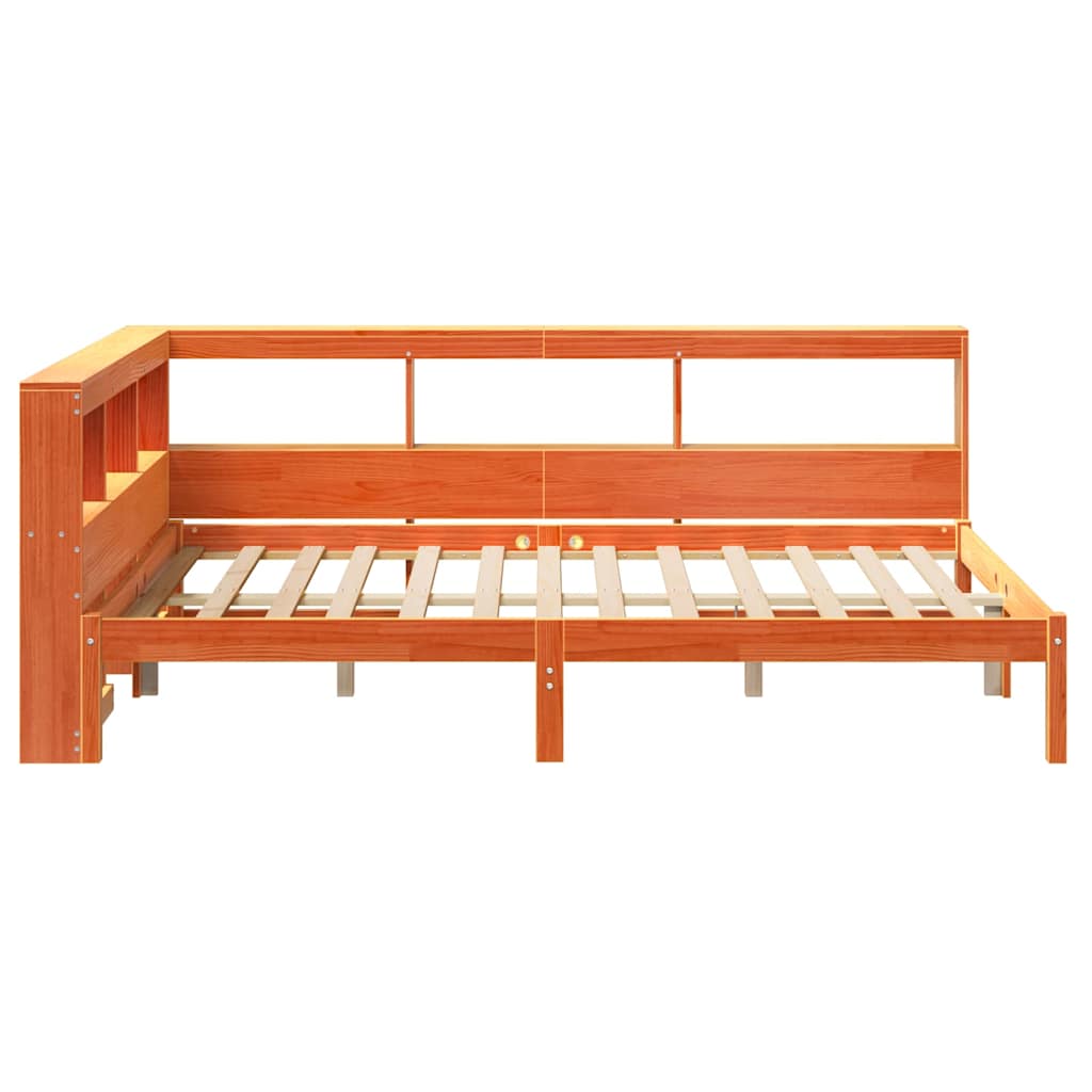 Bookcase Bed without Mattress Wax Brown 120x190 cm Solid Wood Pine