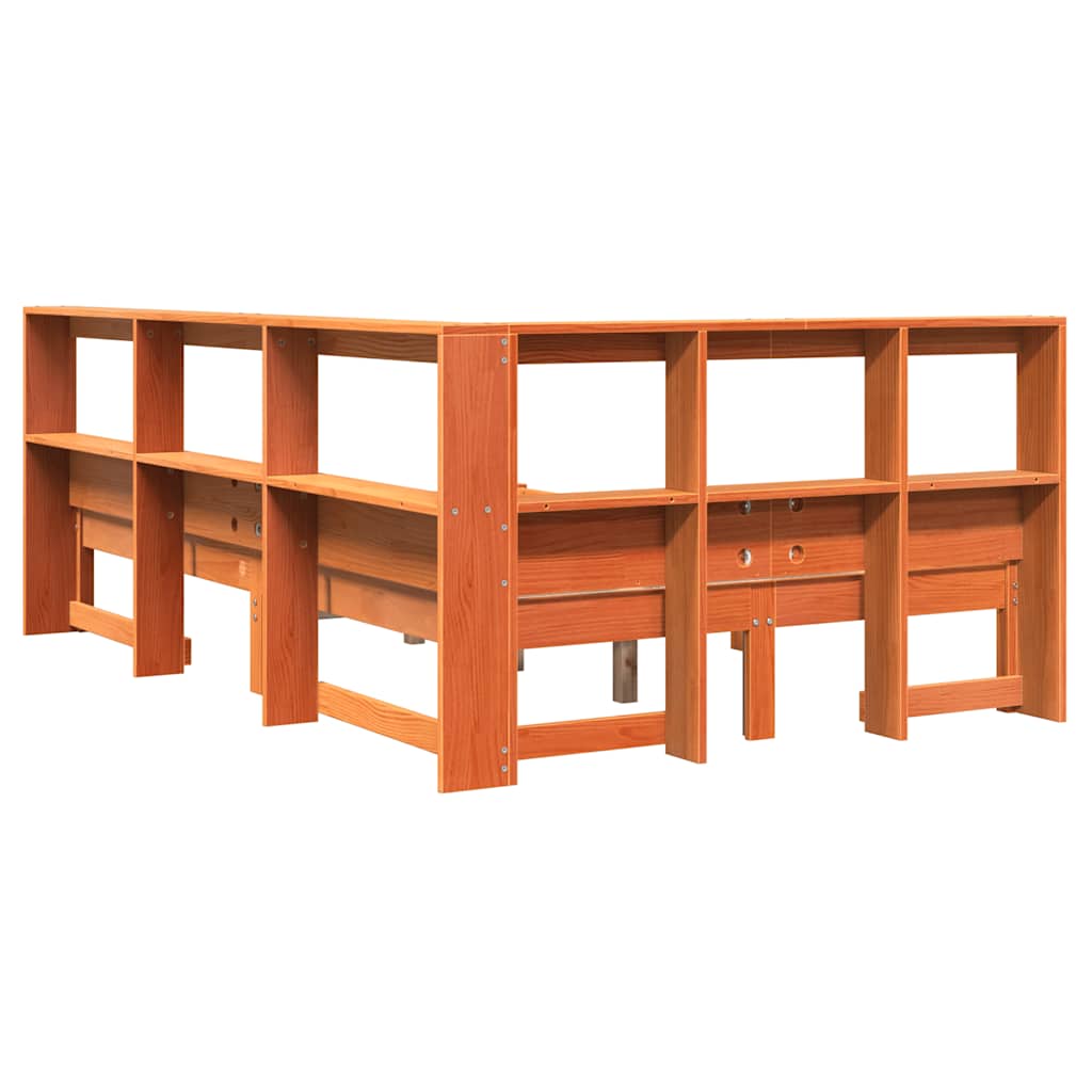 Bookcase Bed without Mattress Wax Brown 120x190 cm Solid Wood Pine