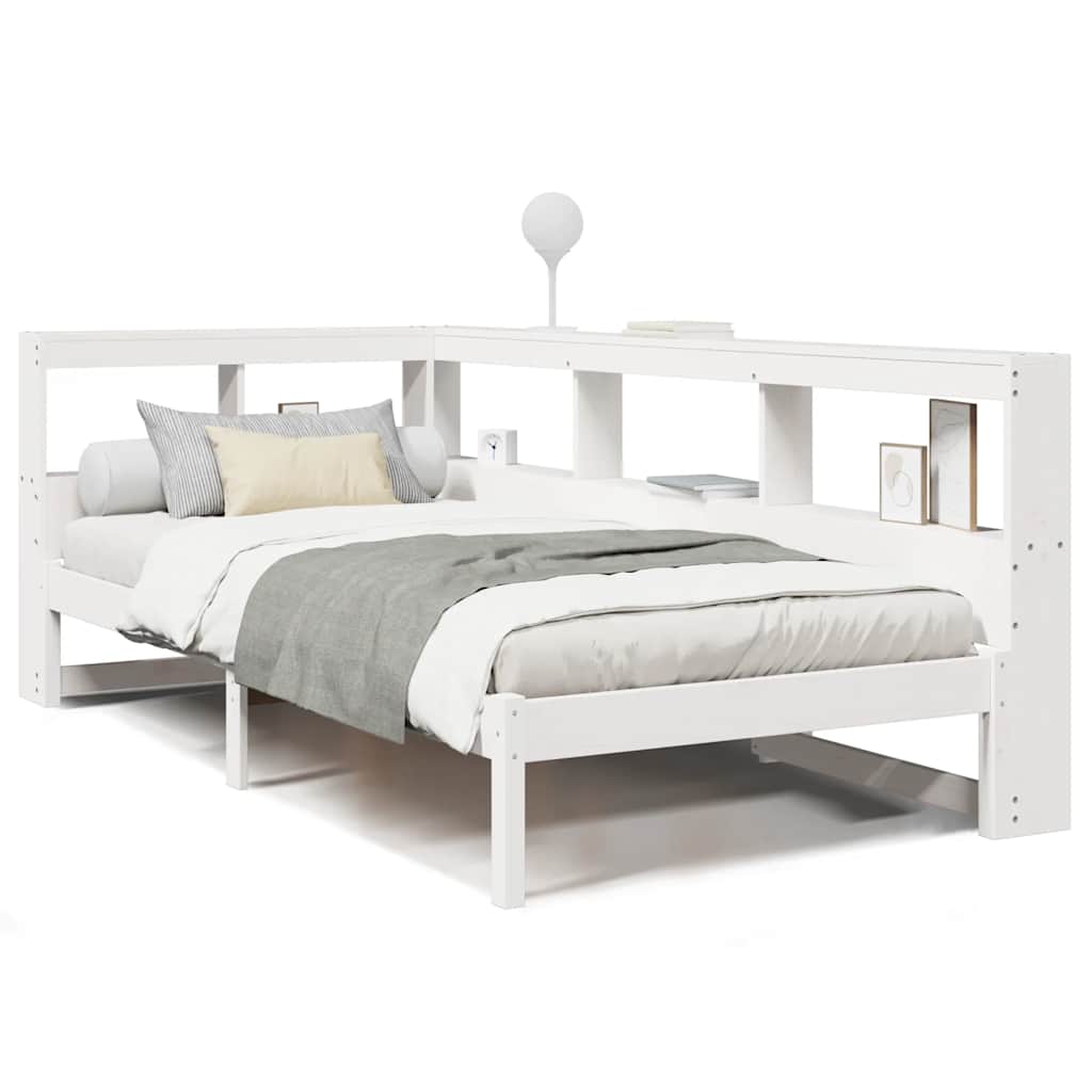 Bookcase Bed without Mattress White 90x190 cm Single Solid Wood Pine