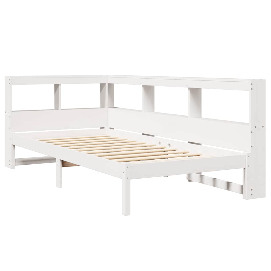 Bookcase Bed without Mattress White 90x190 cm Single Solid Wood Pine