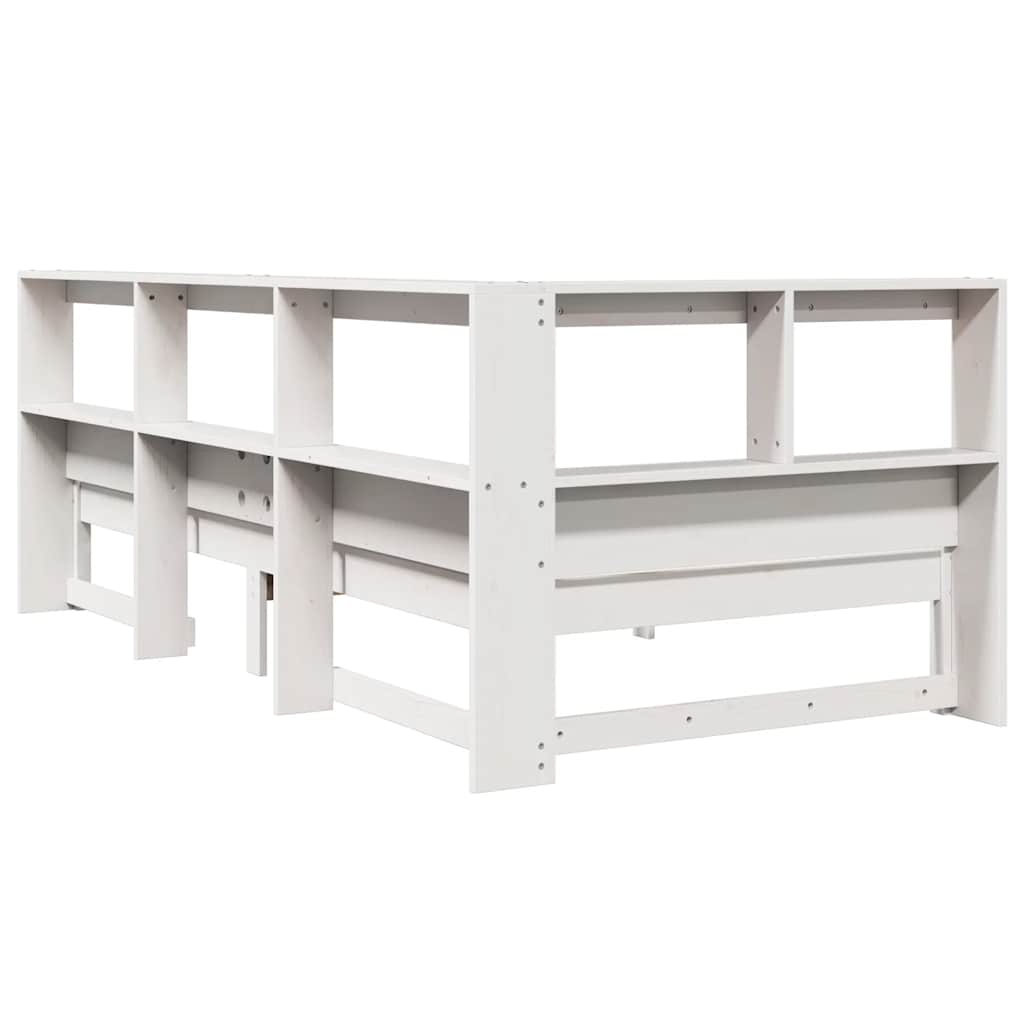 Bookcase Bed without Mattress White 90x190 cm Single Solid Wood Pine