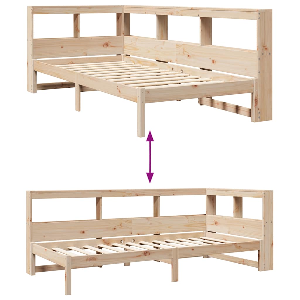 Bookcase Bed without Mattress 75x190 cm Solid Wood Pine