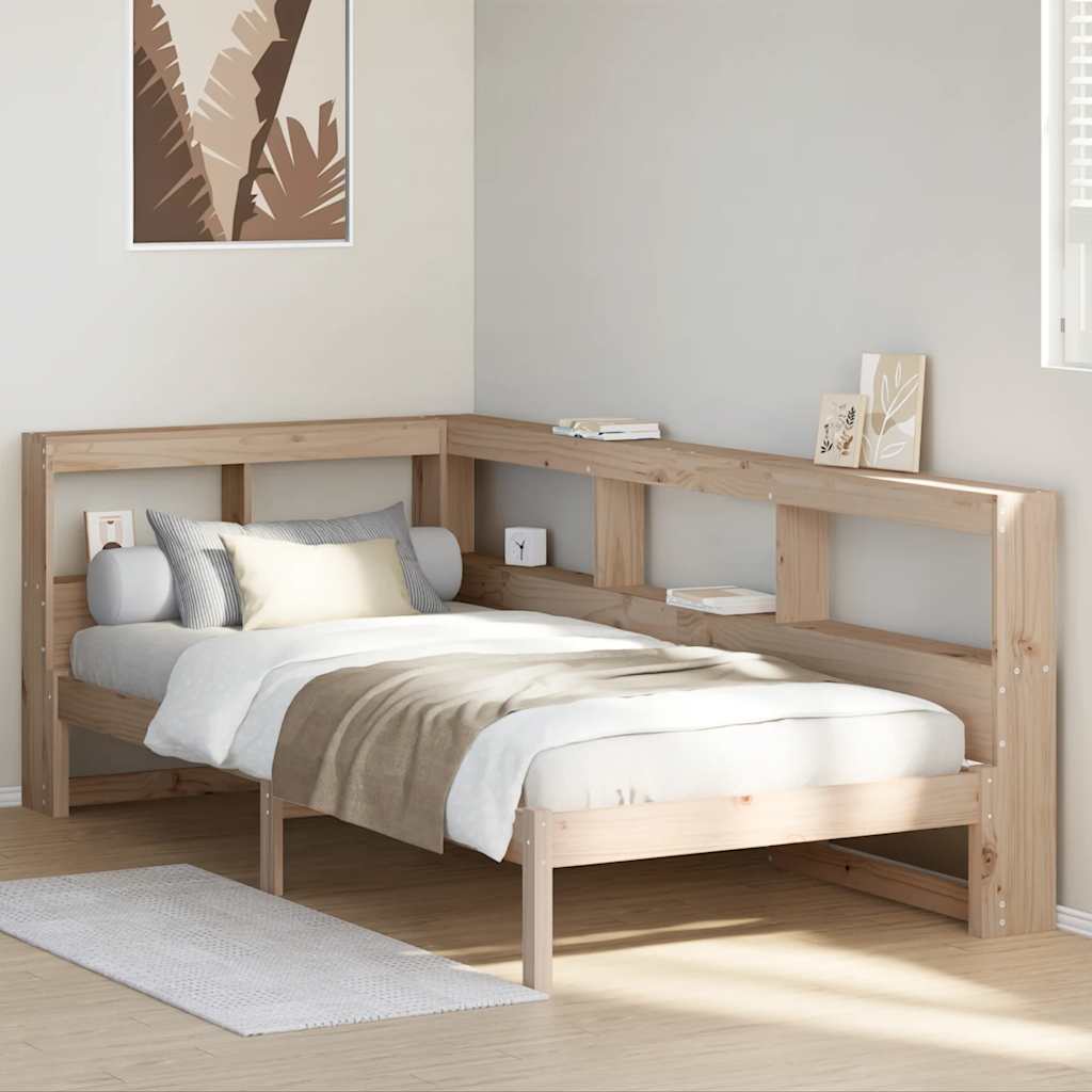 Bookcase Bed without Mattress 75x190 cm Solid Wood Pine