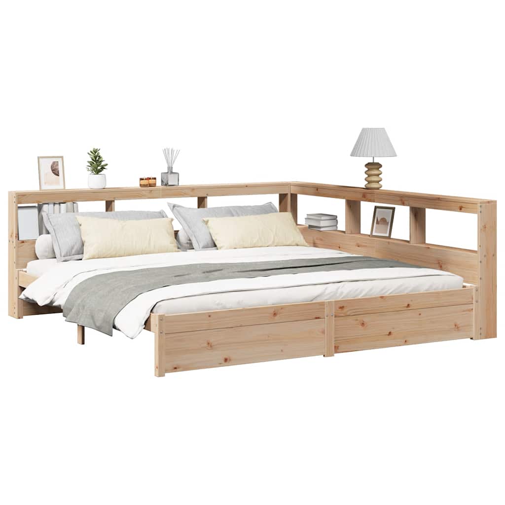 Bookcase Bed without Mattress 200x200 cm Solid Wood Pine