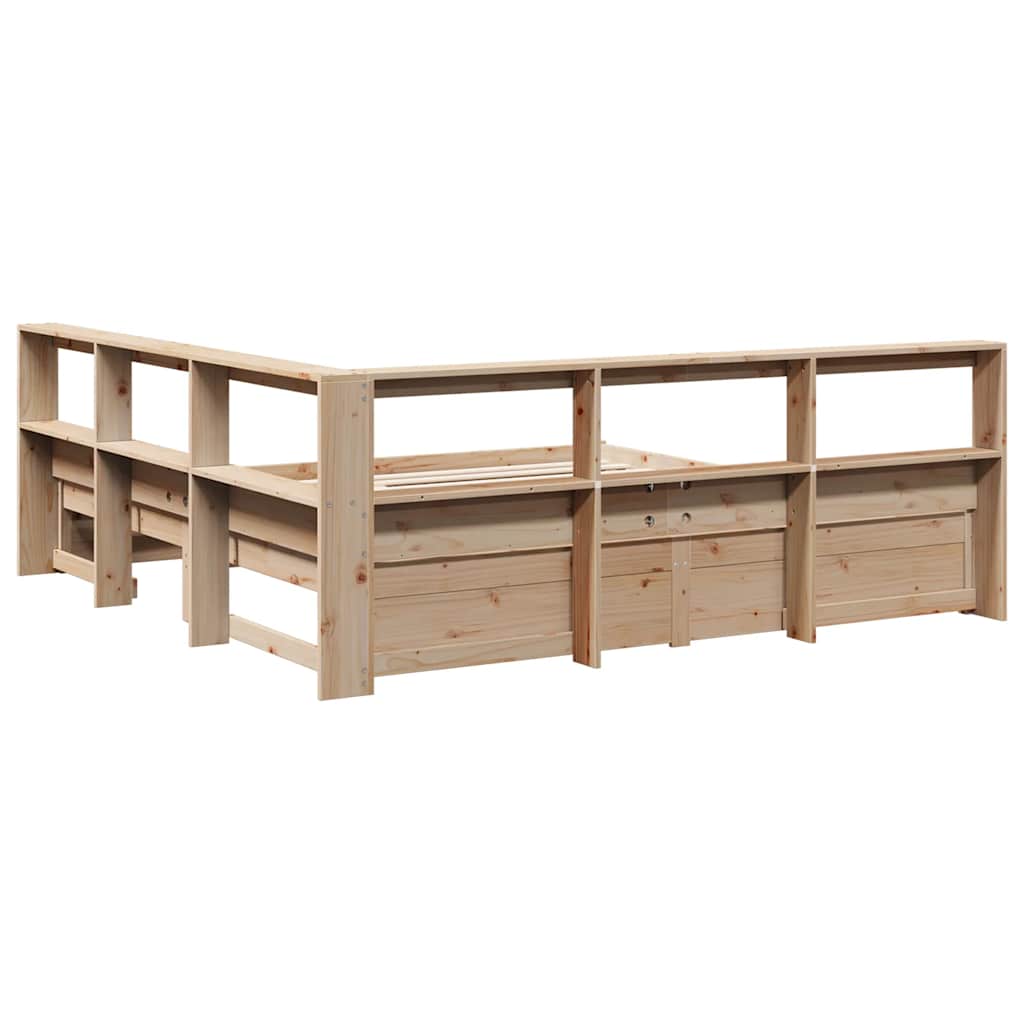 Bookcase Bed without Mattress 200x200 cm Solid Wood Pine