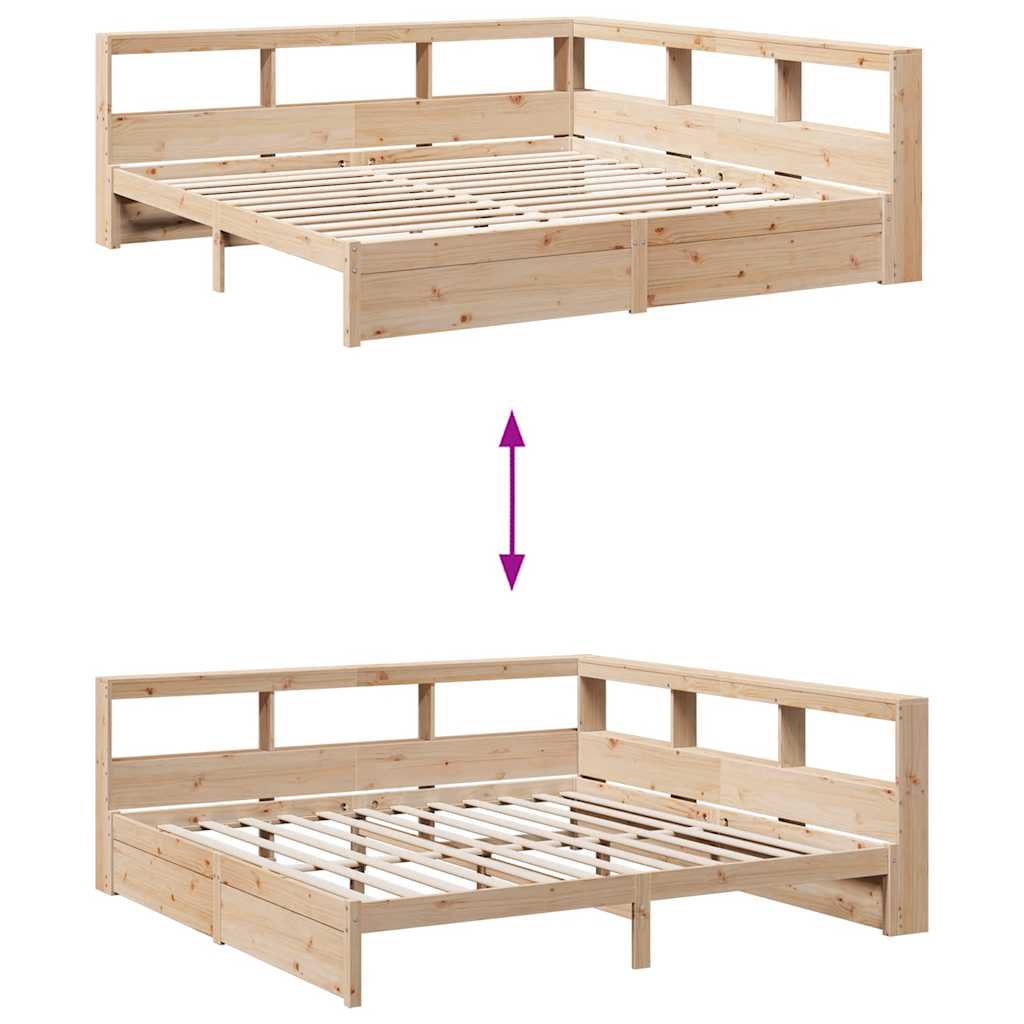 Bookcase Bed without Mattress 200x200 cm Solid Wood Pine