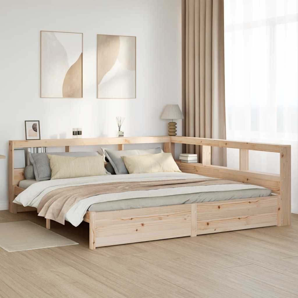 Bookcase Bed without Mattress 200x200 cm Solid Wood Pine